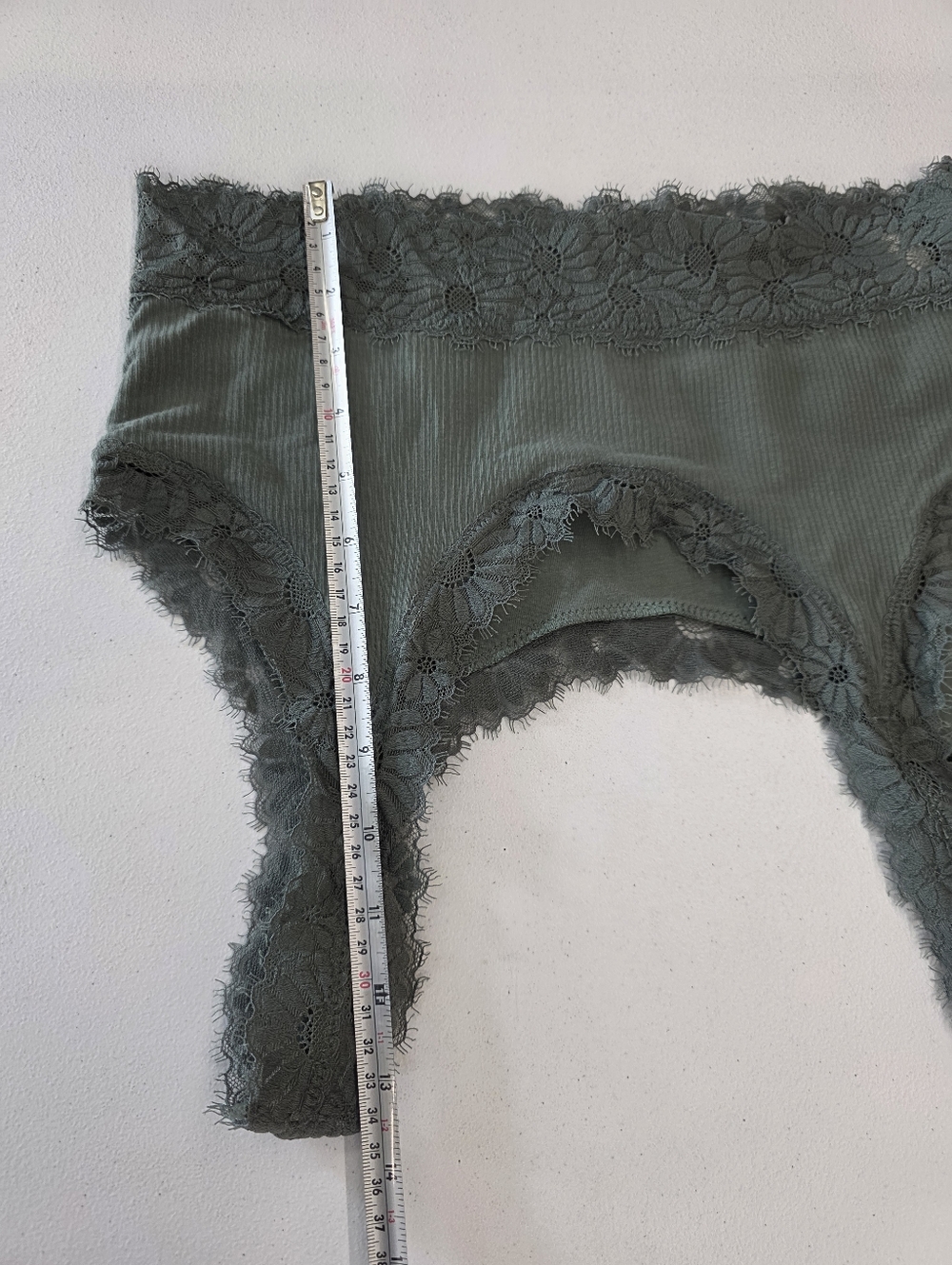 Aerie Lace-Trim Ribbed Bralette in Sage Green - Picture 10 of 12